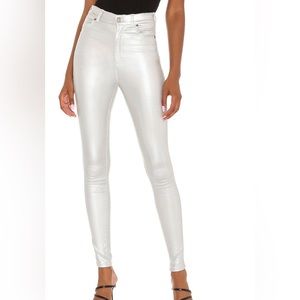 NEW WITH TAGS DR. DENIM Moxy Jeans Holographic Silver